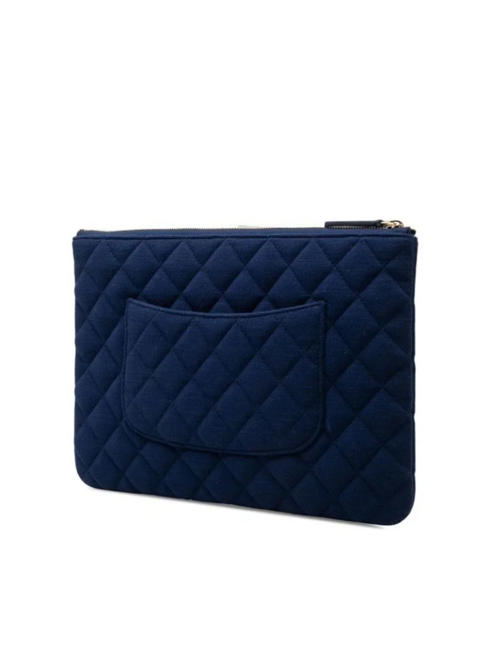 Chanel Quilted Clutch Navy Canvas